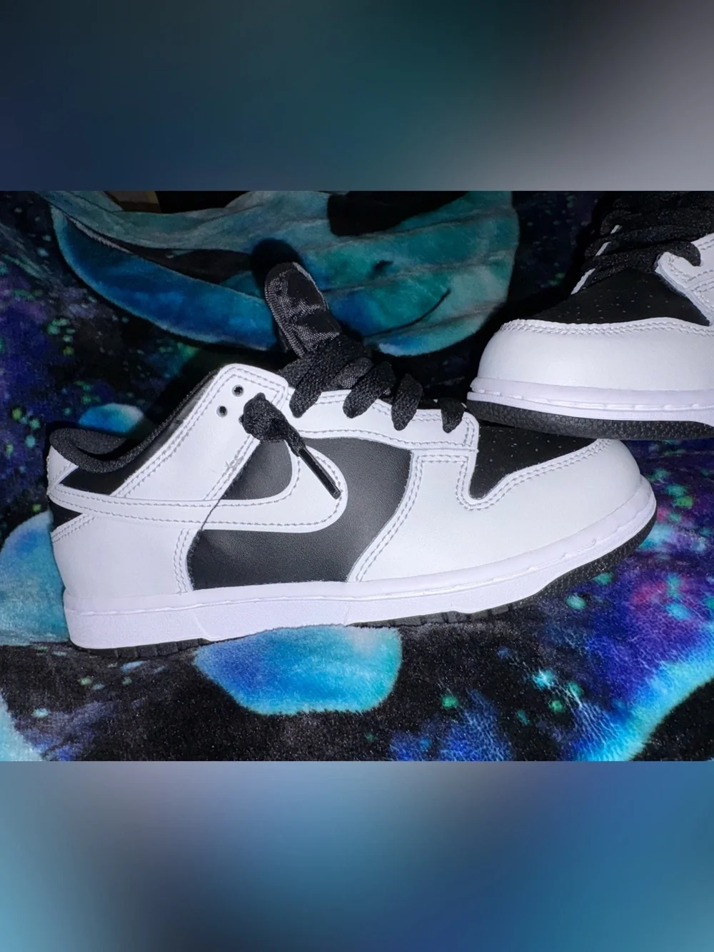 Nike Kids Black and White Low-Top Sneakers with Swoosh